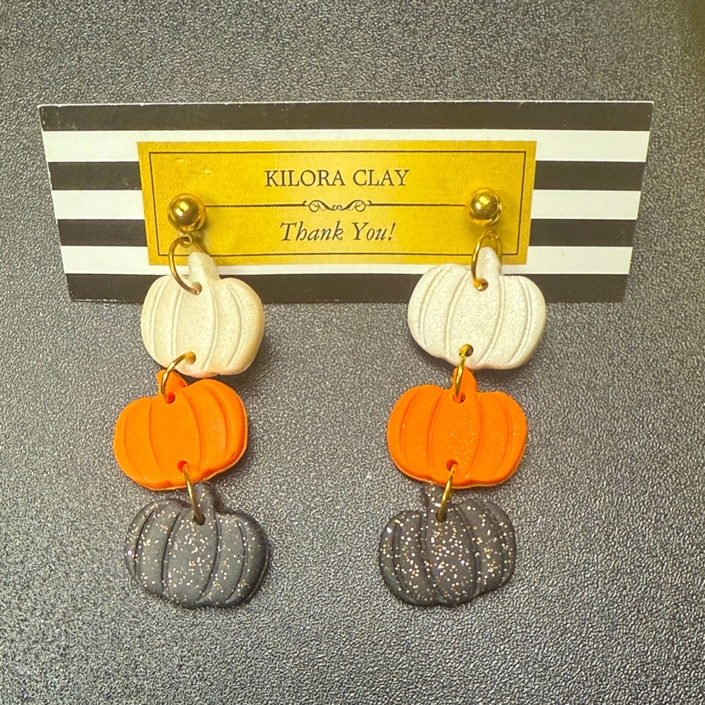 Kilora Clay Pumpkin Earrings (NWT)